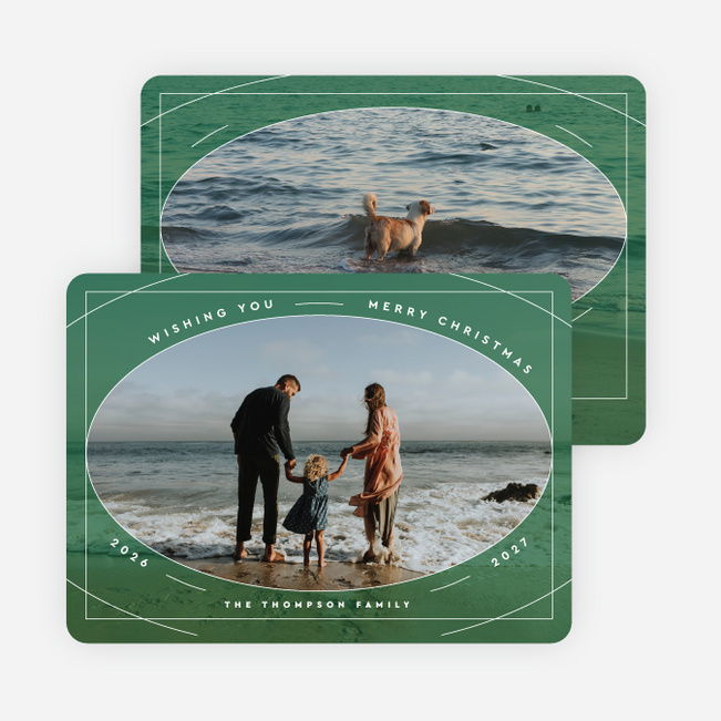 Triple Framed Personalized Christmas Cards - Green