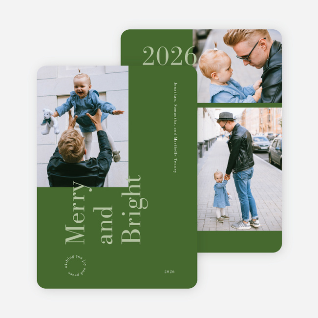 Unexpectedly Merry Multi Photo Holiday Cards - Green