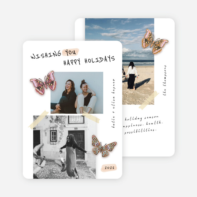 Winged Wishes Holiday Cards and Invitations - White