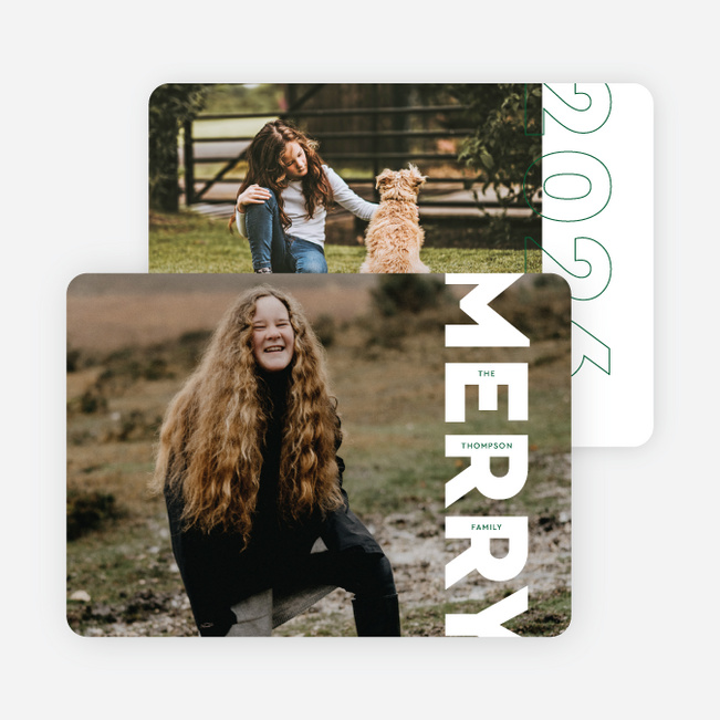 Boldly Merry Holiday Cards and Invitations - Green