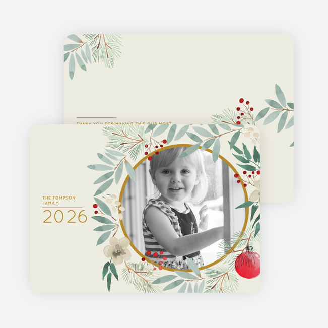 Classic Wreath Holiday Cards and Invitations - Multi