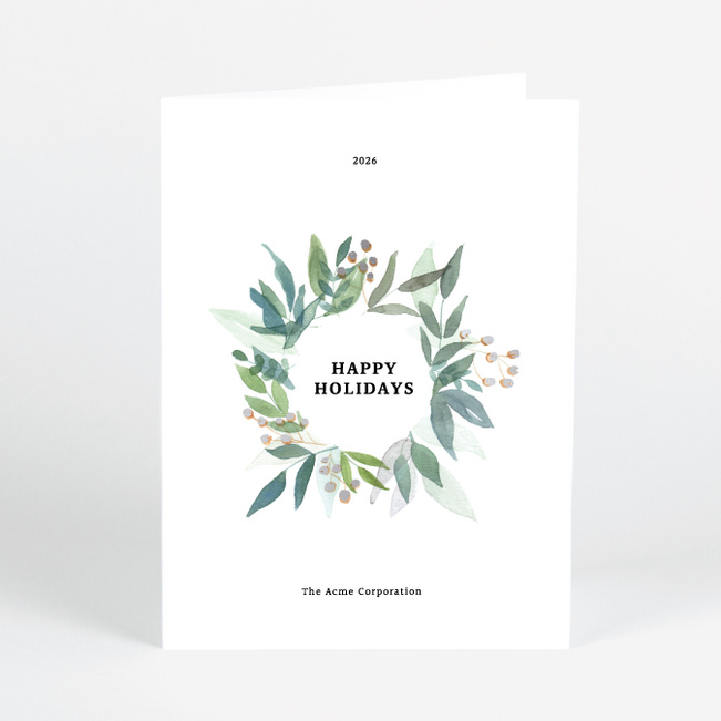 Foil Watercolor Flora Business and Corporate Holiday Cards - Gray