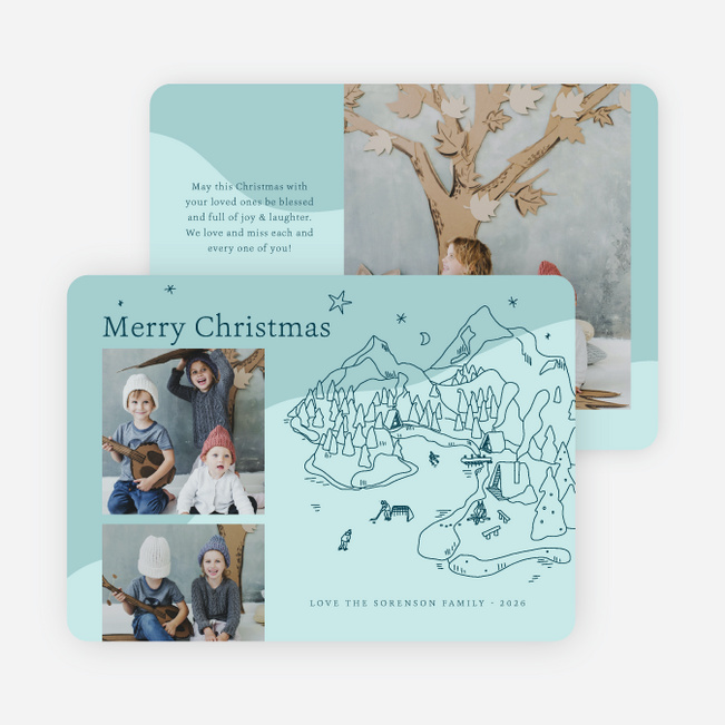 Ice Skating Lake Christmas Cards - Blue