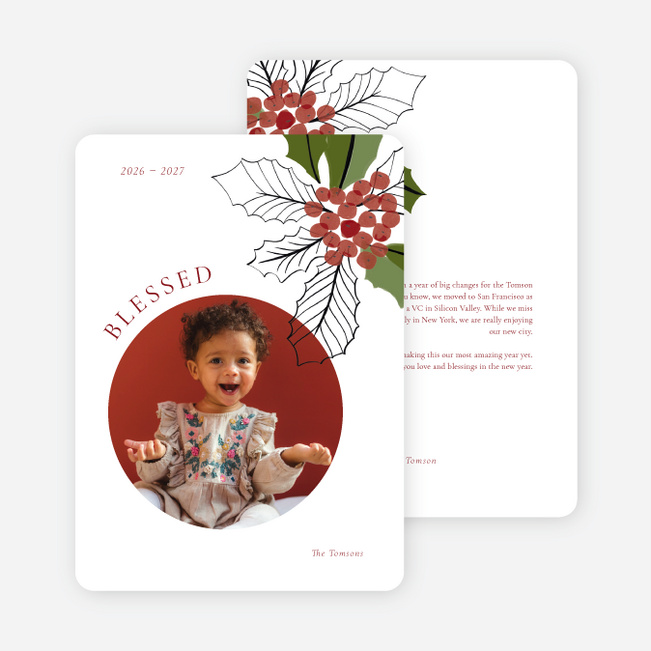 Joyful Poinsettia Christmas Cards - Red