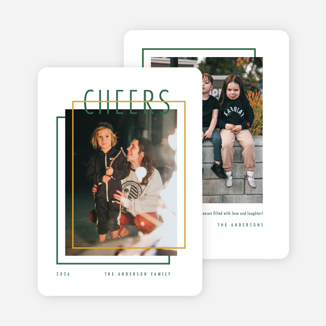 Layered Cheers Holiday Cards and Invitations - Green