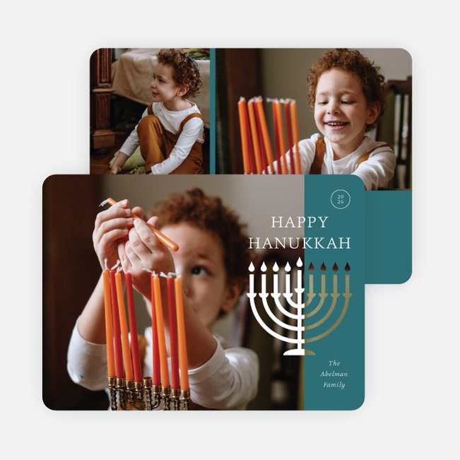 Lighting Up the Night Hanukkah Cards - Blue