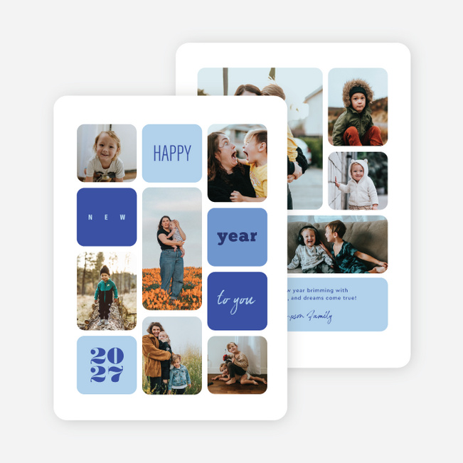 Little by Little New Year Cards and Invitations - Blue