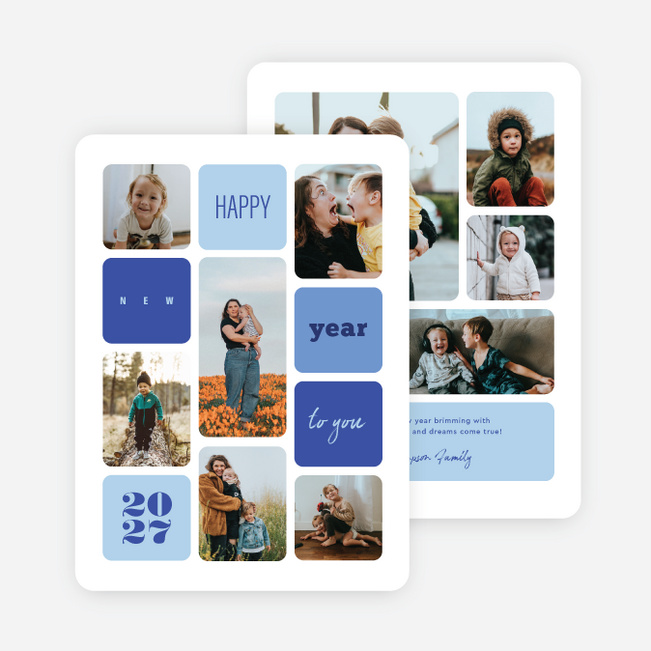 Little by Little New Year Cards and Invitations - Blue