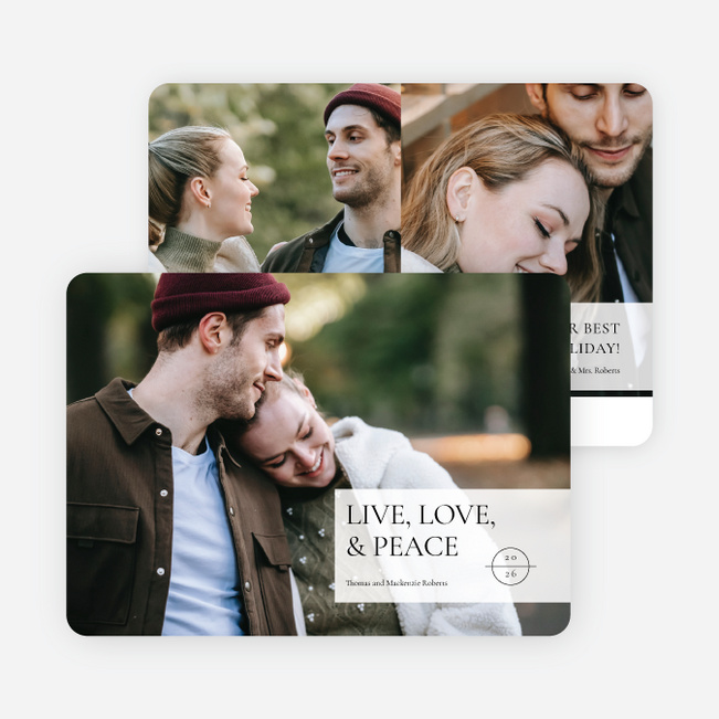 Live, Love, Peace Stamp Holiday Cards and Invitations - White