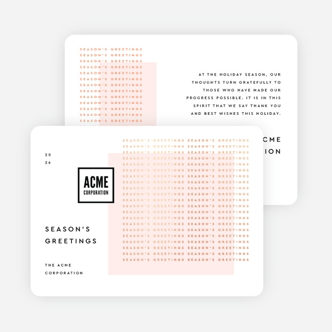 Minimalist Foil Salutations Business Holiday Cards & Business Christmas Cards - Pink