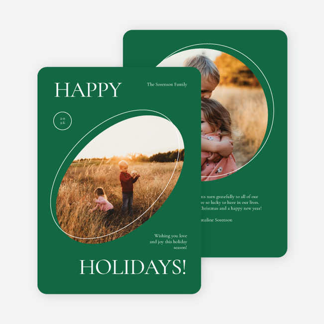 Offset Cutouts Holiday Cards and Invitations - Green