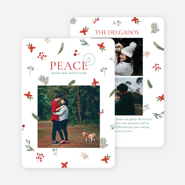 Scattered Greenery Holiday Cards and Invitations - Multi