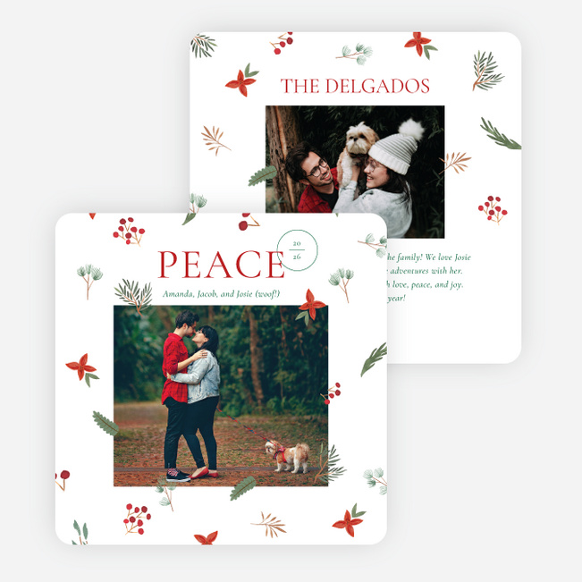 Scattered Greenery Holiday Cards and Invitations - Multi