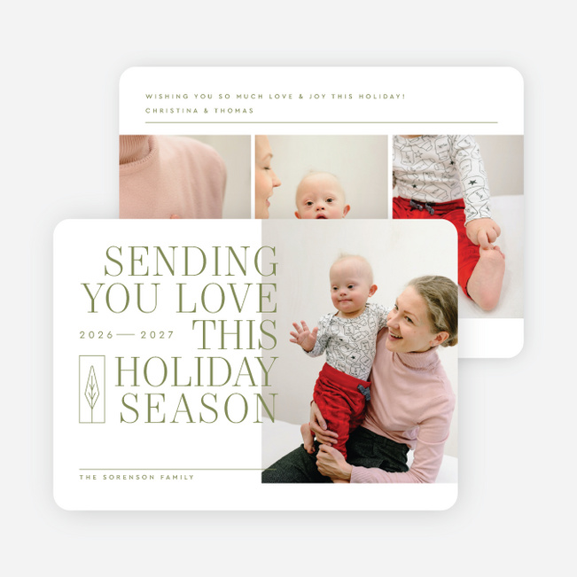 Sending Loving Wishes Holiday Cards and Invitations - Green
