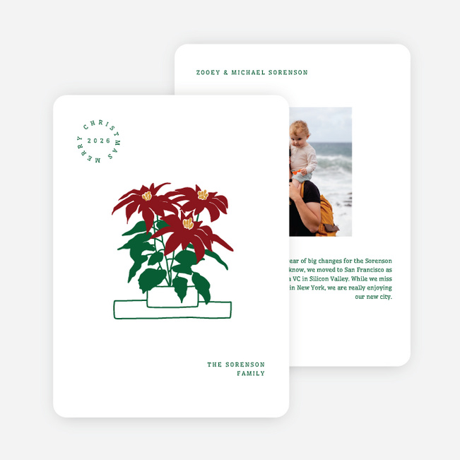 Simply Poinsettia Christmas Cards - Green