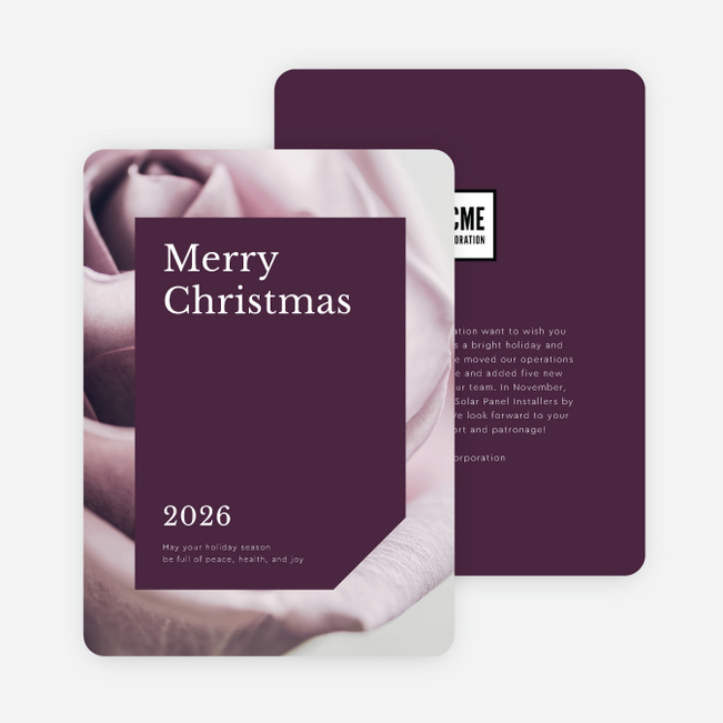 Sophisticated Rose Business and Corporate Holiday Cards - Purple
