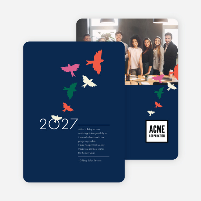 Taking Off Business and Corporate Holiday Cards - Blue