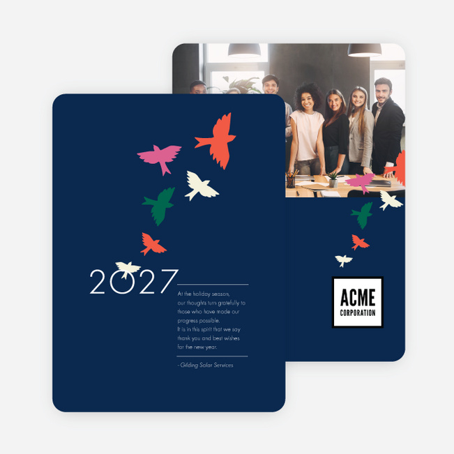 Taking Off Business and Corporate Holiday Cards - Blue