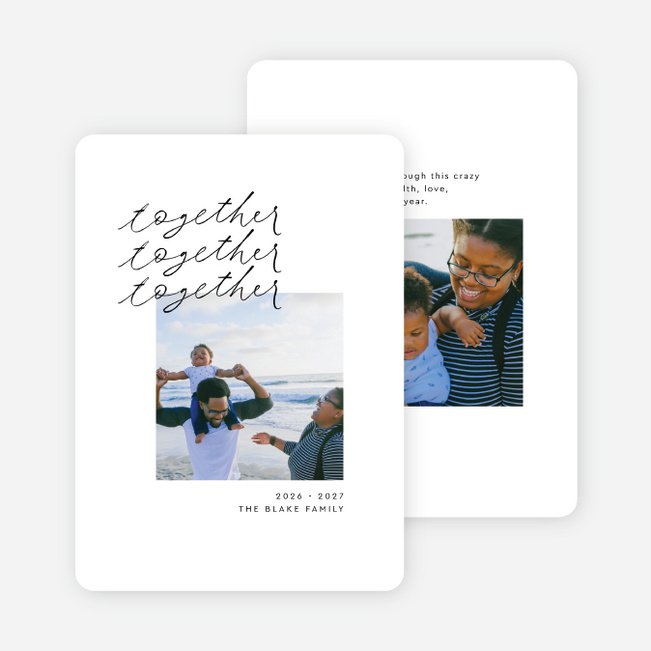 Together Script New Year Cards and Invitations - White
