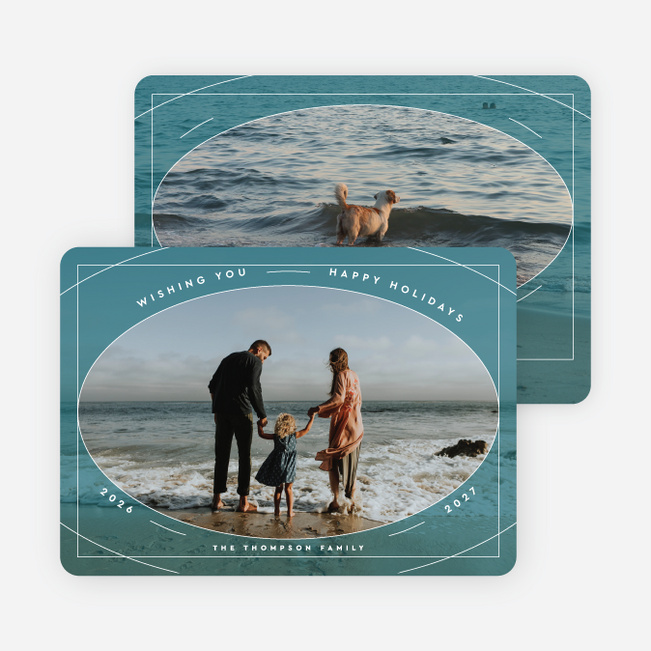 Triple Framed Holiday Cards and Invitations - Blue