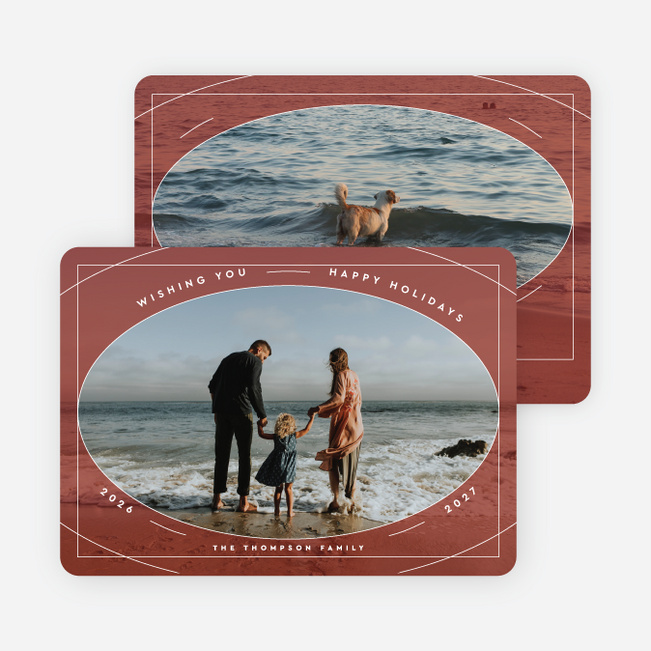 Triple Framed Holiday Cards and Invitations - Red