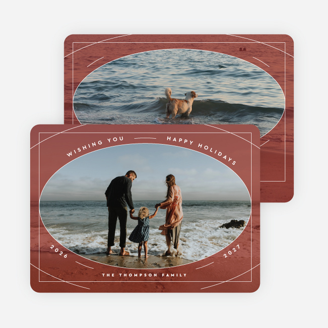 Triple Framed Holiday Cards and Invitations - Red