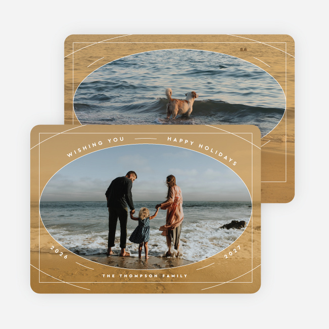 Triple Framed Holiday Cards and Invitations - Yellow