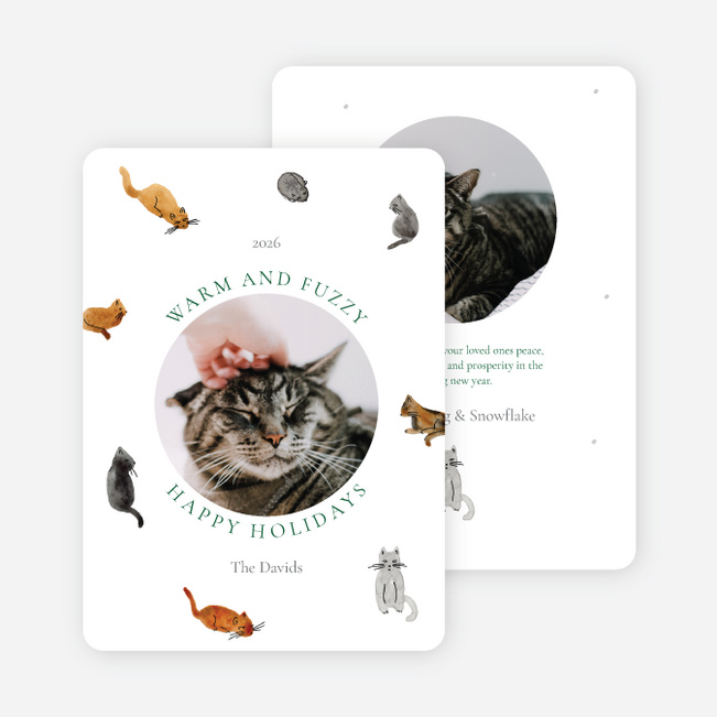 Watercolor Cats Holiday Cards and Invitations - Multi