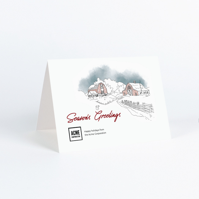 Watercolor Winter Scenery  Business Holiday Cards & Business Christmas Cards - White