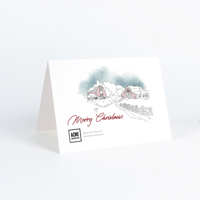Watercolor Winter Scenery  Business Holiday Cards & Business Christmas Cards - White