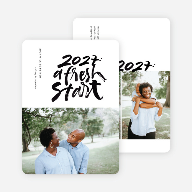 Bold Start New Year Cards and Invitations - White