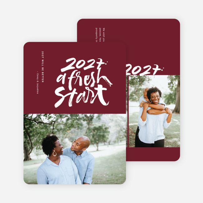 Bold Start New Year Cards and Invitations - Red