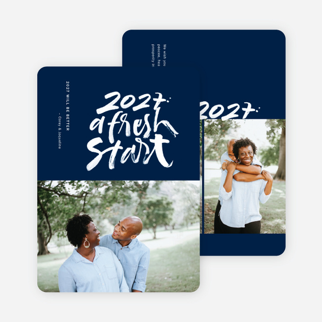 Bold Start New Year Cards and Invitations - Blue