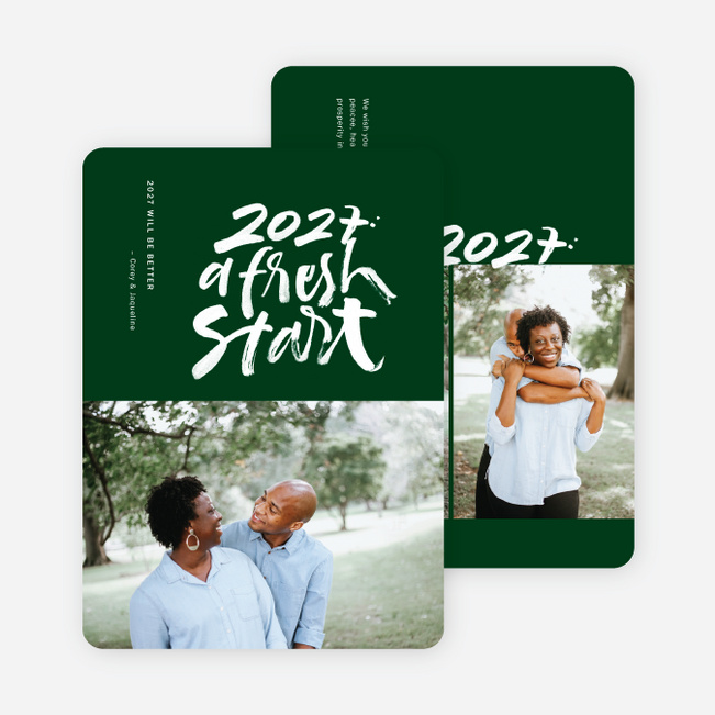 Bold Start New Year Cards and Invitations - Green