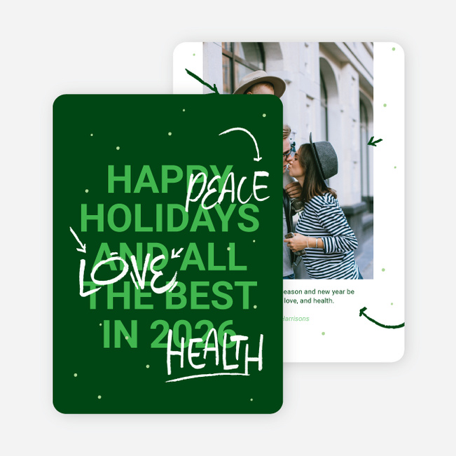 Extra Emphasis Holiday Cards and Invitations - Green