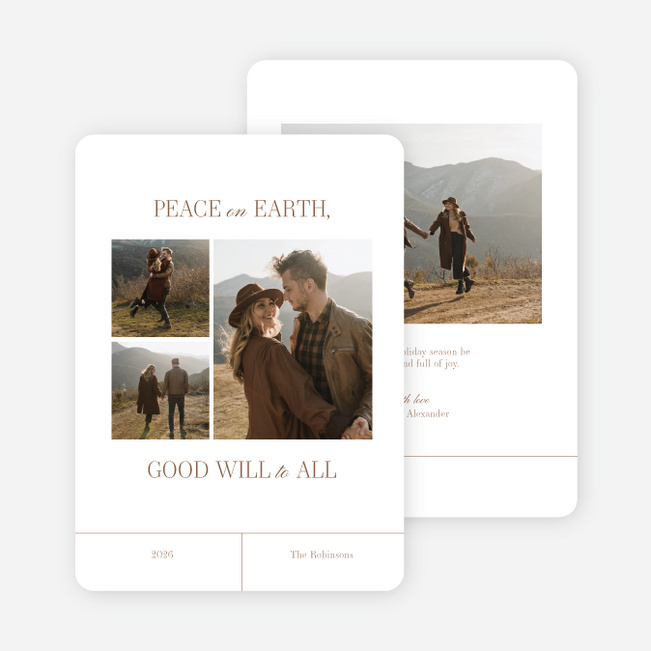 Good Will To All Holiday Cards and Invitations - Brown