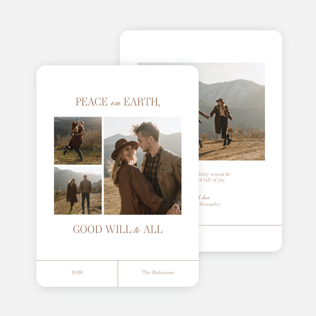 Good Will To All Holiday Cards and Invitations - Brown