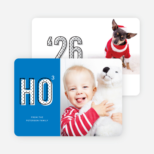 Ho Times Three Christmas Cards - Blue