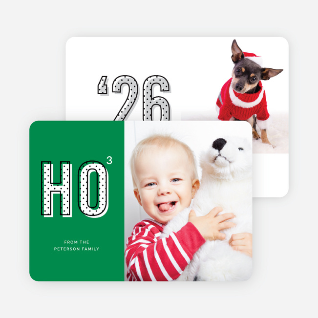 Ho Times Three Christmas Cards - Green