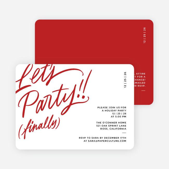 Most Excited Holiday Invitations - Red