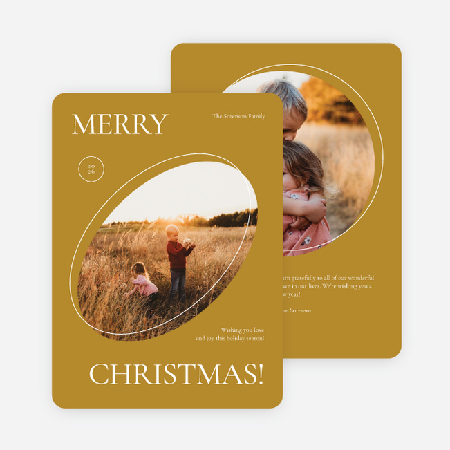 Offset Cutouts Christmas Cards - Yellow