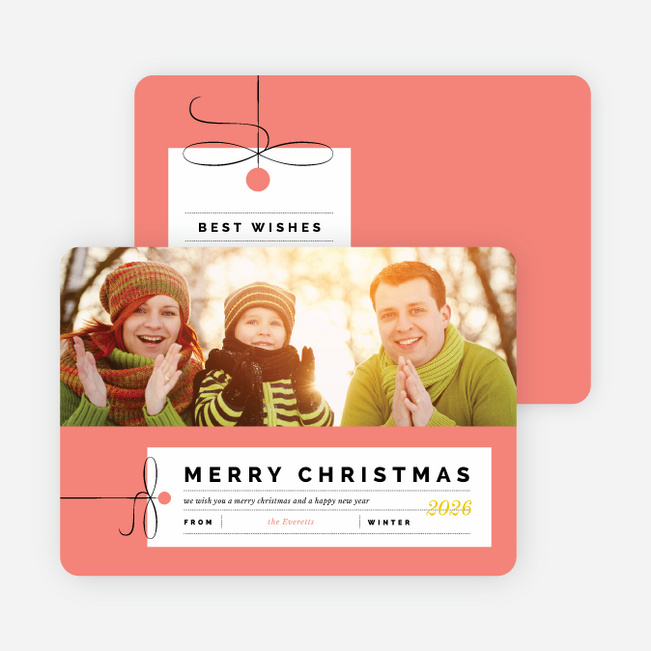Photo Gift Tag Christmas Cards - Yellow