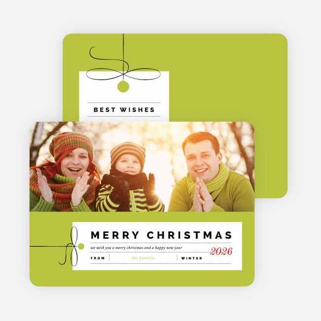 Photo Gift Tag Christmas Cards - Green