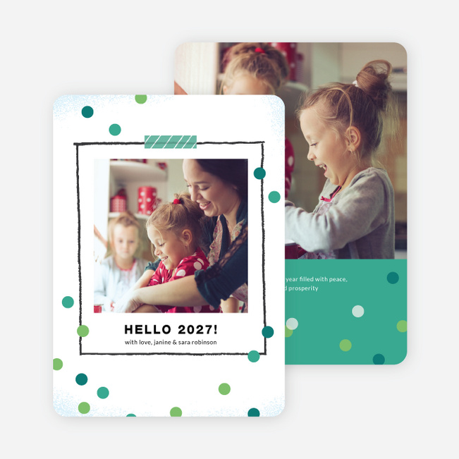Polka Dot Frame New Year Cards - Blue