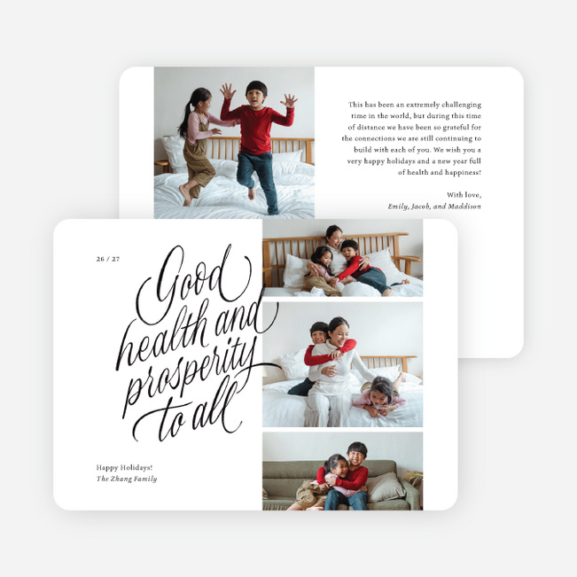 Prosperity To All Multi Photo Holiday Cards - White