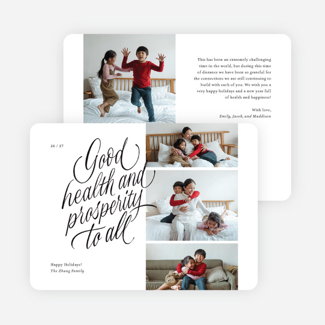 Prosperity To All Multi Photo Holiday Cards - White