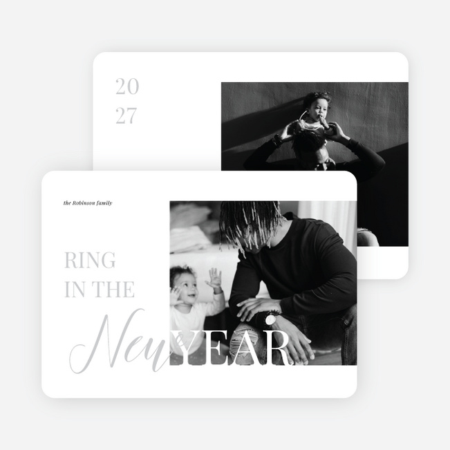 Ringing in Joy New Year Cards and Invitations - White