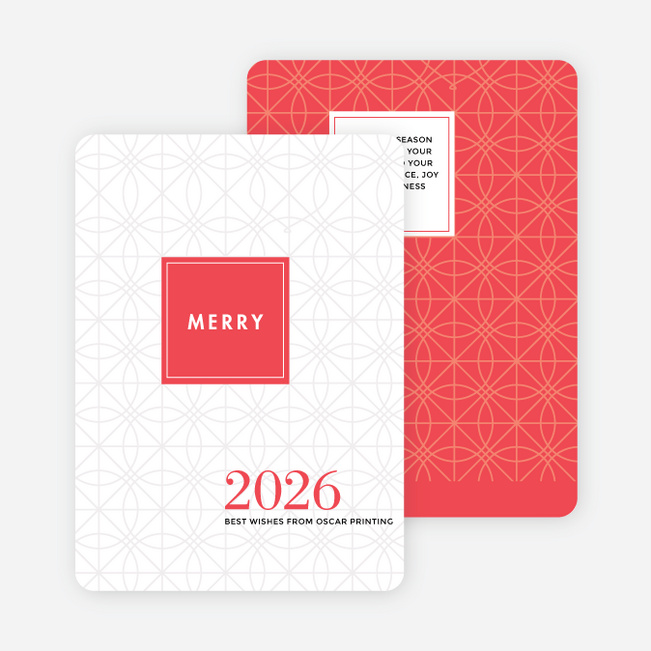 Abstract Ornaments Corporate Holiday Cards - Red