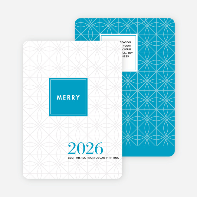 Abstract Ornaments Corporate Holiday Cards - Blue