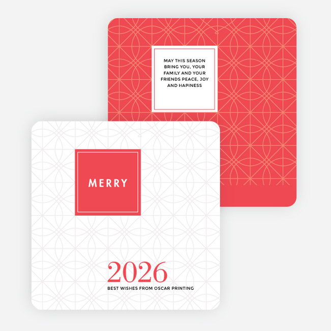 Abstract Ornaments Corporate Holiday Cards - Red